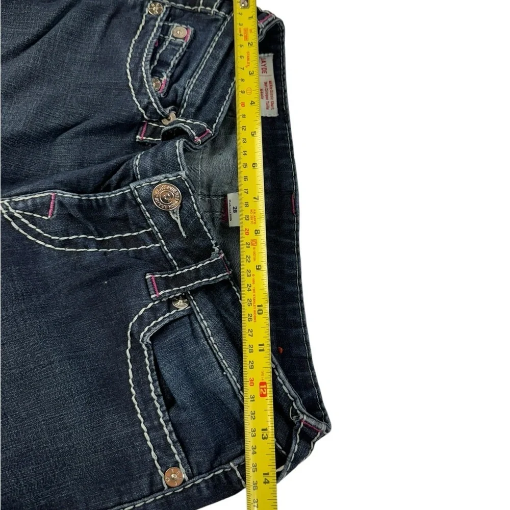True Religion 28 Jayde mid rise Raw Hem Denim Jean Shorts